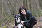 woman and old Border-Collie-Shepherd
