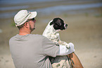 man and Frensh-Bulldog-Pointer