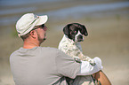 man and Frensh-Bulldog-Pointer