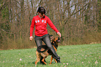 woman and Shepherd-Mongrel