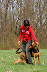 woman and Shepherd-Mongrel