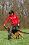 woman and Shepherd-Mongrel