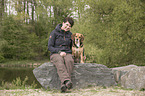 woman with Beagle-Mongrel