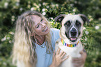 woman with Mastin-Espanol-Mongrel