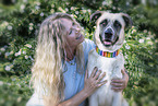 woman with Mastin-Espanol-Mongrel