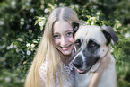 girl with Mastin-Espanol-Mongrel