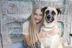 girl with Mastin-Espanol-Mongrel
