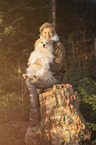 woman with mongrel