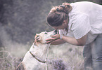 woman and mongrel