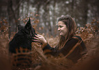 woman and Shepherd-Mongrel