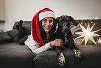 woman and Dalmatian-Rhodesian-Ridgeback