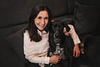 woman and Dalmatian-Rhodesian-Ridgeback