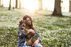 woman with mongrel