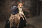 woman and mongrel