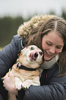woman and old mongrel