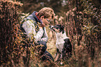 woman and Border-Collie-Mongrel