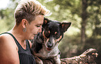 woman and Border-Collie-Mongrel