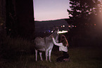 woman and donkey