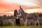 woman and donkey