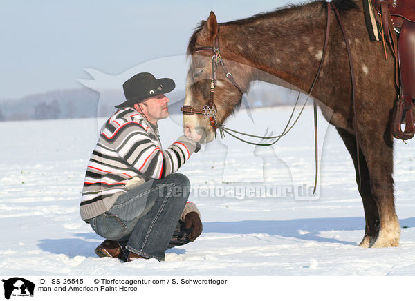 man and American Paint Horse / SS-26545