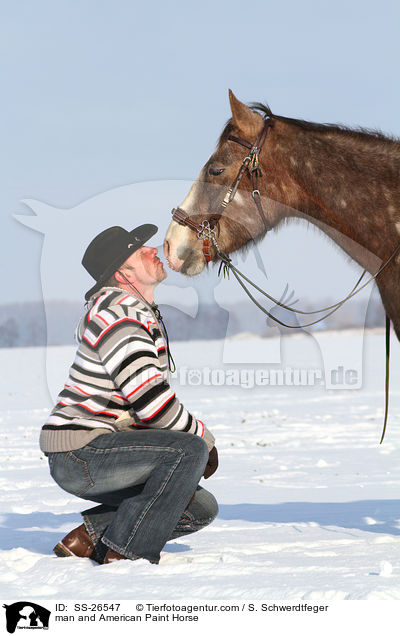 man and American Paint Horse / SS-26547