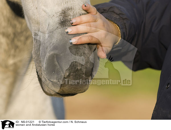 Frau und Andalusier / woman and Andalusian horse / NS-01221