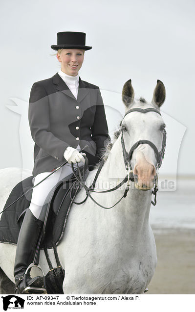 woman rides Andalusian horse / AP-09347