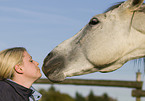 woman and Andalusian horse