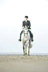 woman rides Andalusian horse