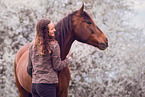 woman and Andalusian Horse