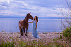 woman and Andalusian Horse