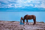 woman and Andalusian Horse