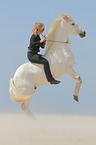 woman rides Andalusian Horse
