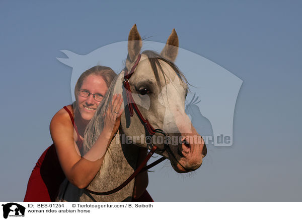 Frau reitet Araber / woman rides arabian horse / BES-01254