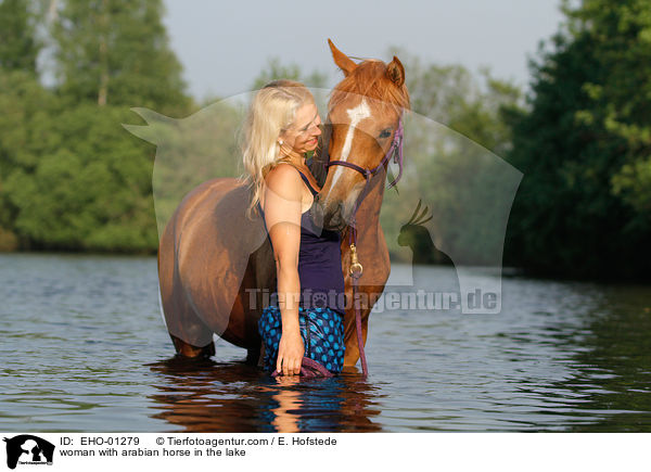 woman with arabian horse in the lake / EHO-01279