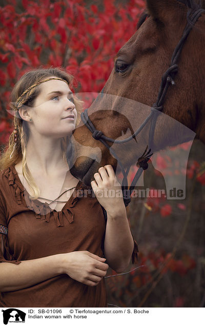 Indianerin mit Pferd / Indian woman with horse / SB-01096