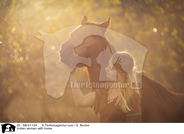 Indianerin mit Pferd / Indian woman with horse / SB-01104