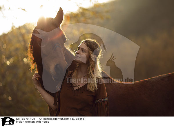 Indianerin mit Pferd / Indian woman with horse / SB-01105