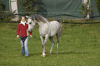 woman and arabian horse