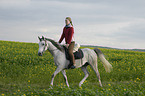 woman rides arabian horse