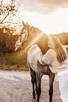 woman and arabian horse