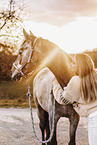 woman and arabian horse