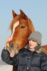 young woman with Arabo-Haflinger