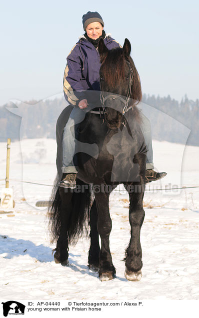 junge Frau mit Friesen / young woman with Frisian horse / AP-04440