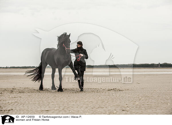 Frau und Friese / woman and Frisian Horse / AP-12659