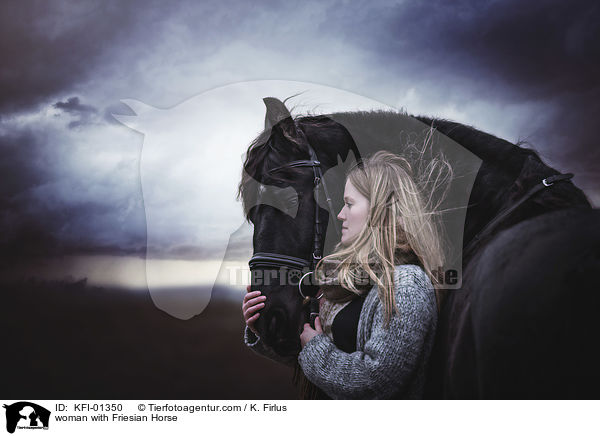 woman with Friesian Horse / KFI-01350