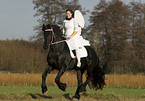 angel and friesian horse