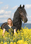 woman with Frisian Horse
