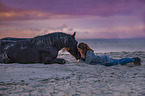 woman with fell pony