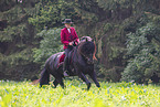 woman with Friesian horse
